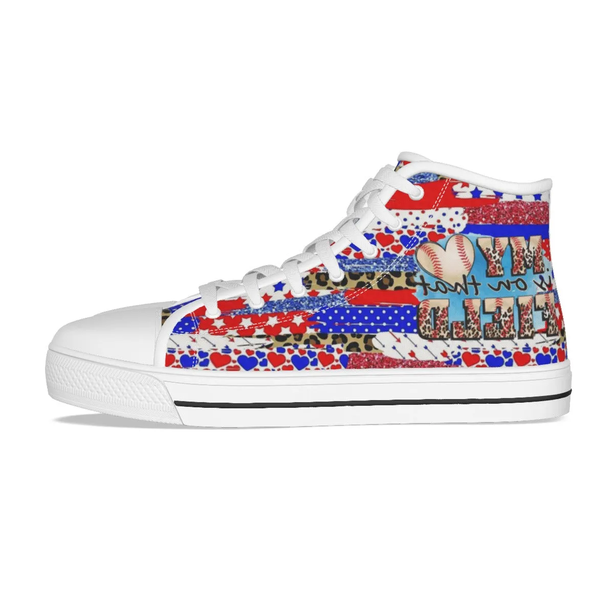 EShoes Personalized Women's Canvas Shoes, My Heart Is On That Field Baseball, Custom Name Shoes.