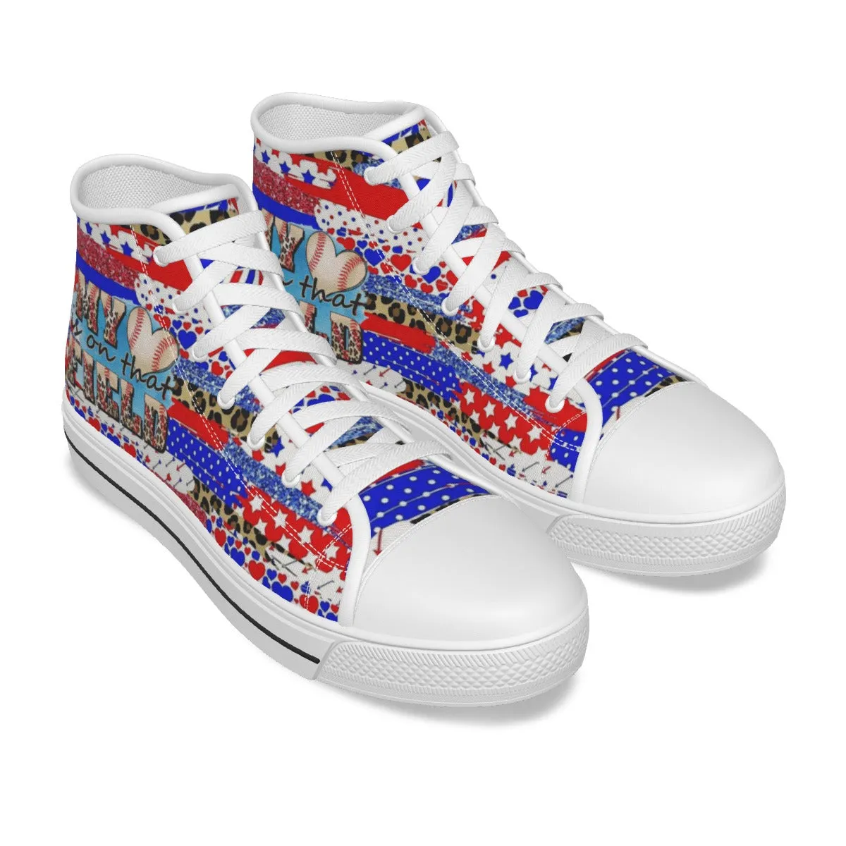 EShoes Personalized Women's Canvas Shoes, My Heart Is On That Field Baseball, Custom Name Shoes.