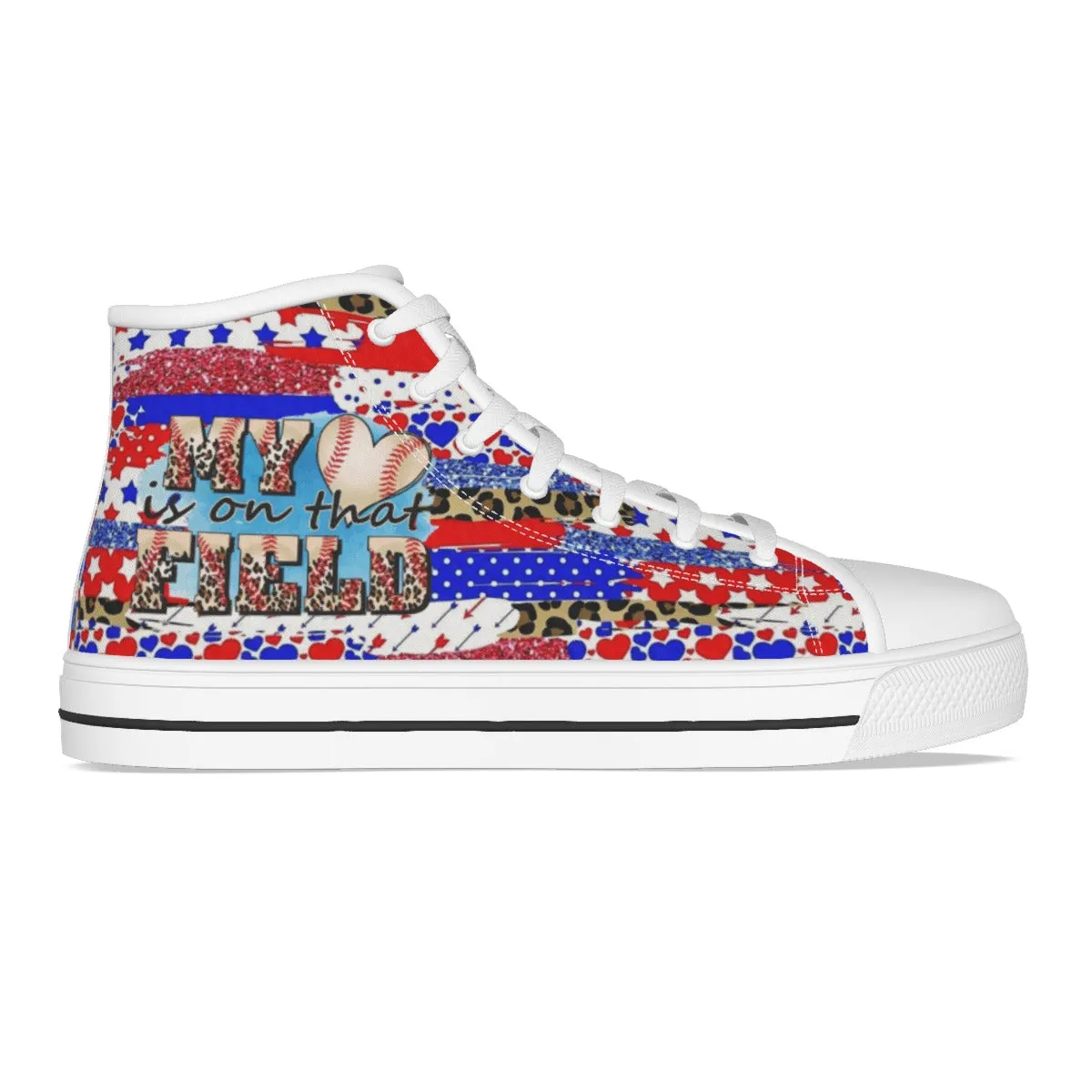 EShoes Personalized Women's Canvas Shoes, My Heart Is On That Field Baseball, Custom Name Shoes.