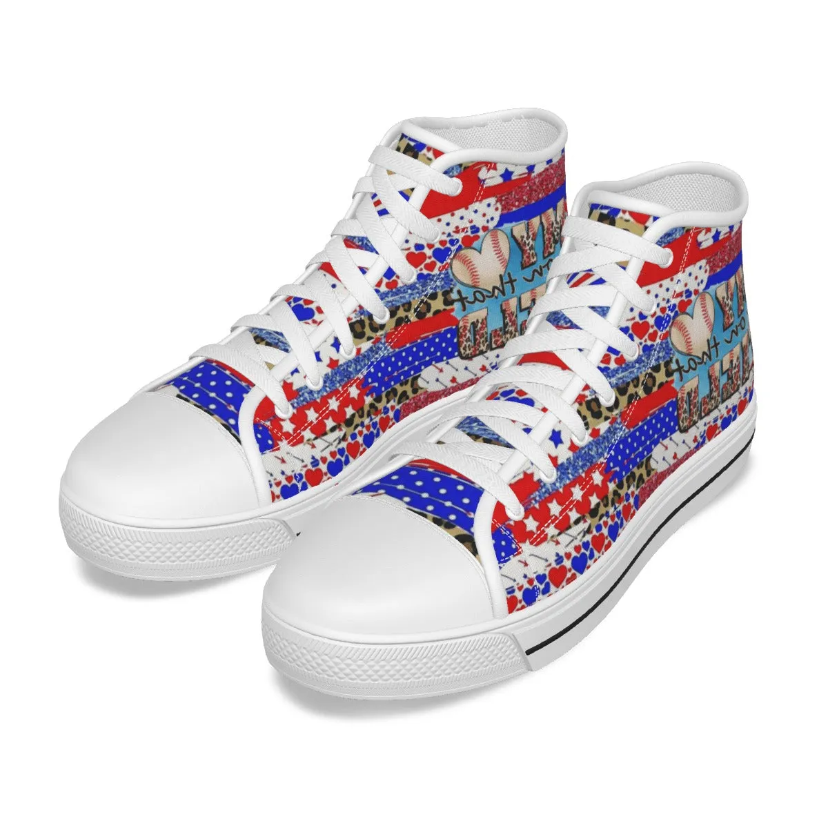 EShoes Personalized Women's Canvas Shoes, My Heart Is On That Field Baseball, Custom Name Shoes.