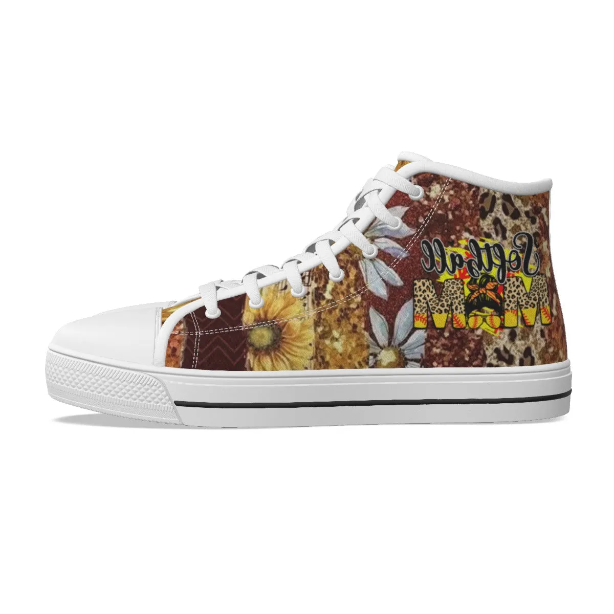EShoes Personalized Women's Canvas Shoes, Soft Ball Mom, Mama Baseball Shoes, Custom Name Shoes.
