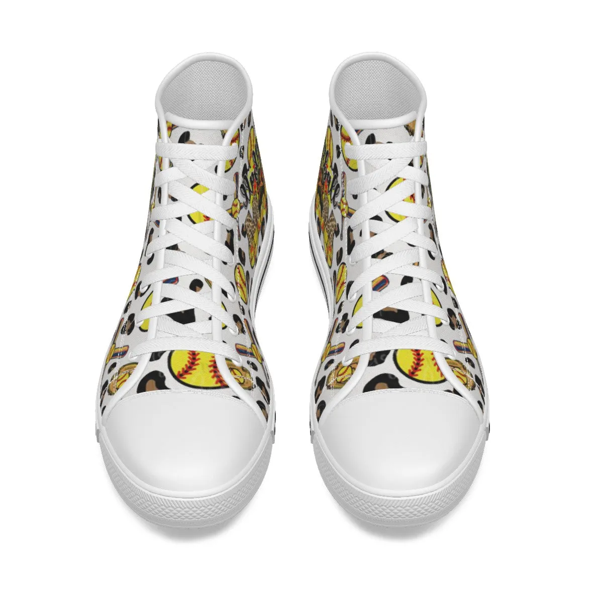 EShoes Personalized Women's Canvas Shoes, Soft Ball Mom, Shoes Baseball Retro, Custom Name Shoes.