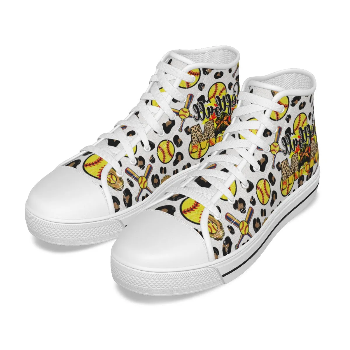 EShoes Personalized Women's Canvas Shoes, Soft Ball Mom, Shoes Baseball Retro, Custom Name Shoes.