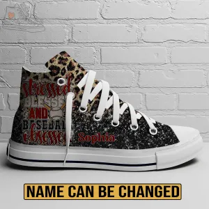 EShoes Personalized Women's Canvas Shoes, Stressed Blessed and Baseball Obsessed, Custom Name Shoes.