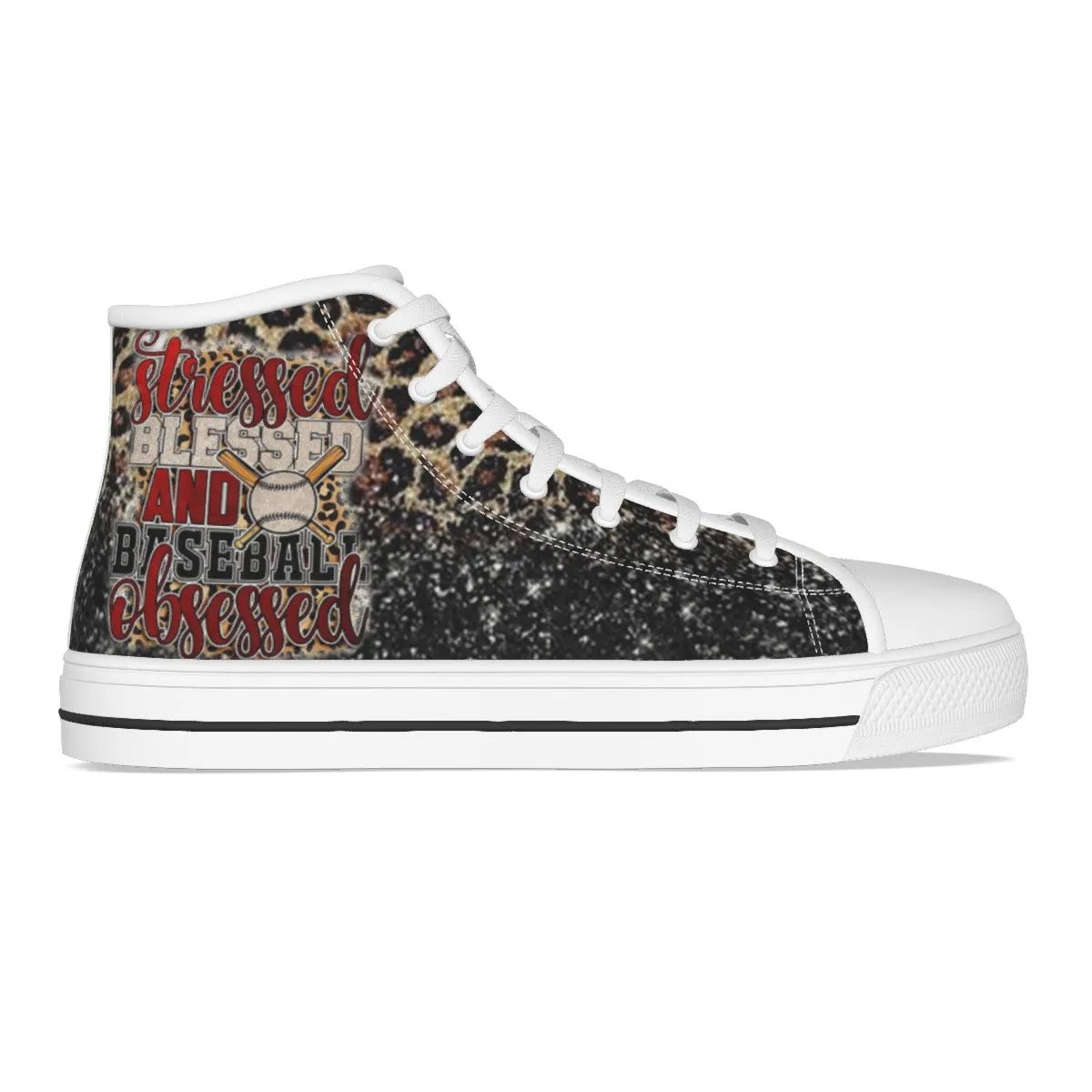 EShoes Personalized Women's Canvas Shoes, Stressed Blessed and Baseball Obsessed, Custom Name Shoes.