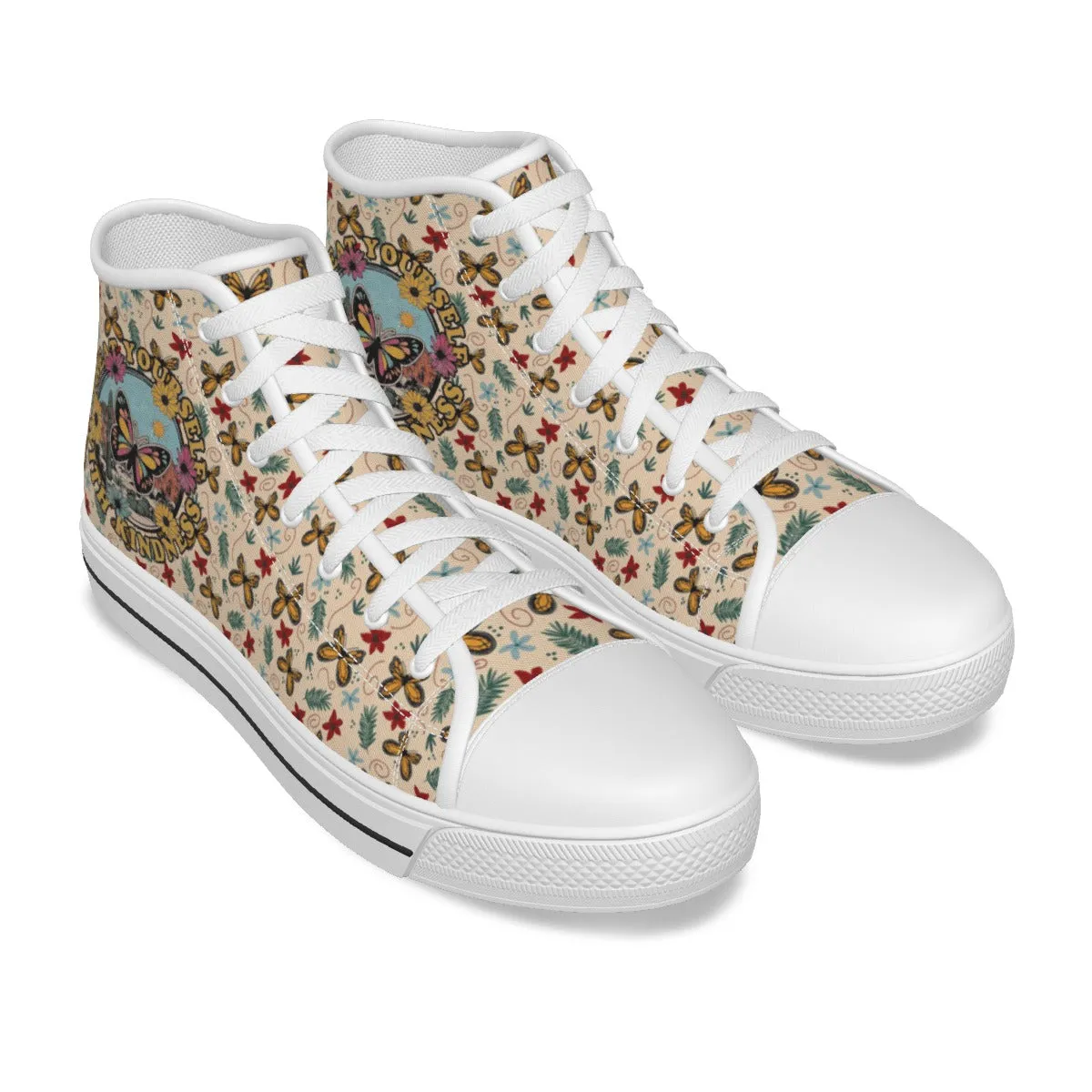 EShoes Personalized Women's Canvas Shoes, Treat Yourself With Kindness, Custom Name Shoes.