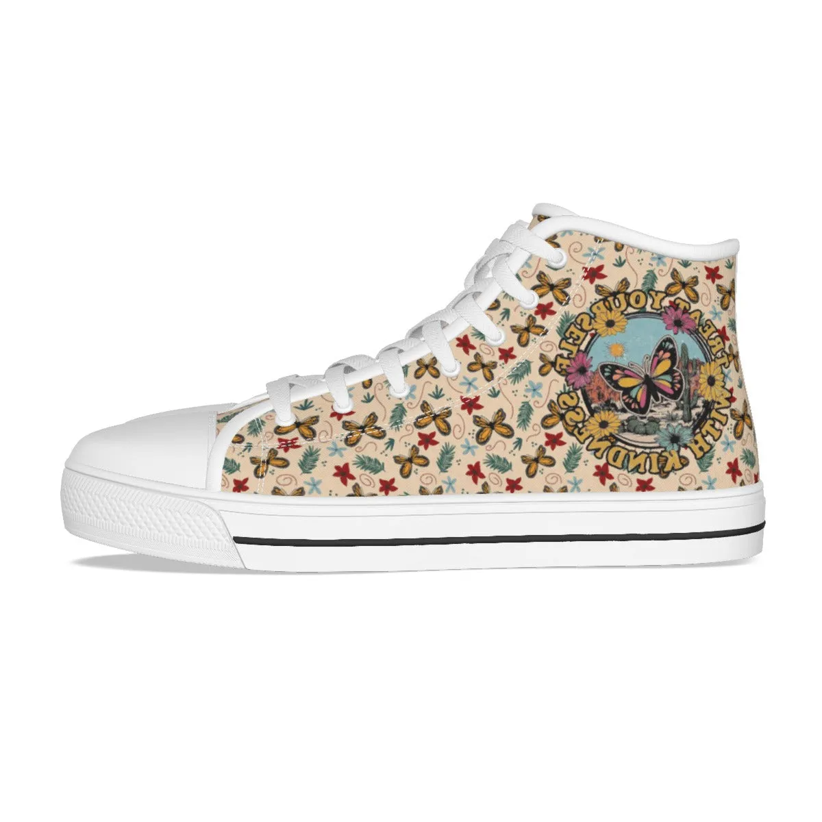 EShoes Personalized Women's Canvas Shoes, Treat Yourself With Kindness, Custom Name Shoes.