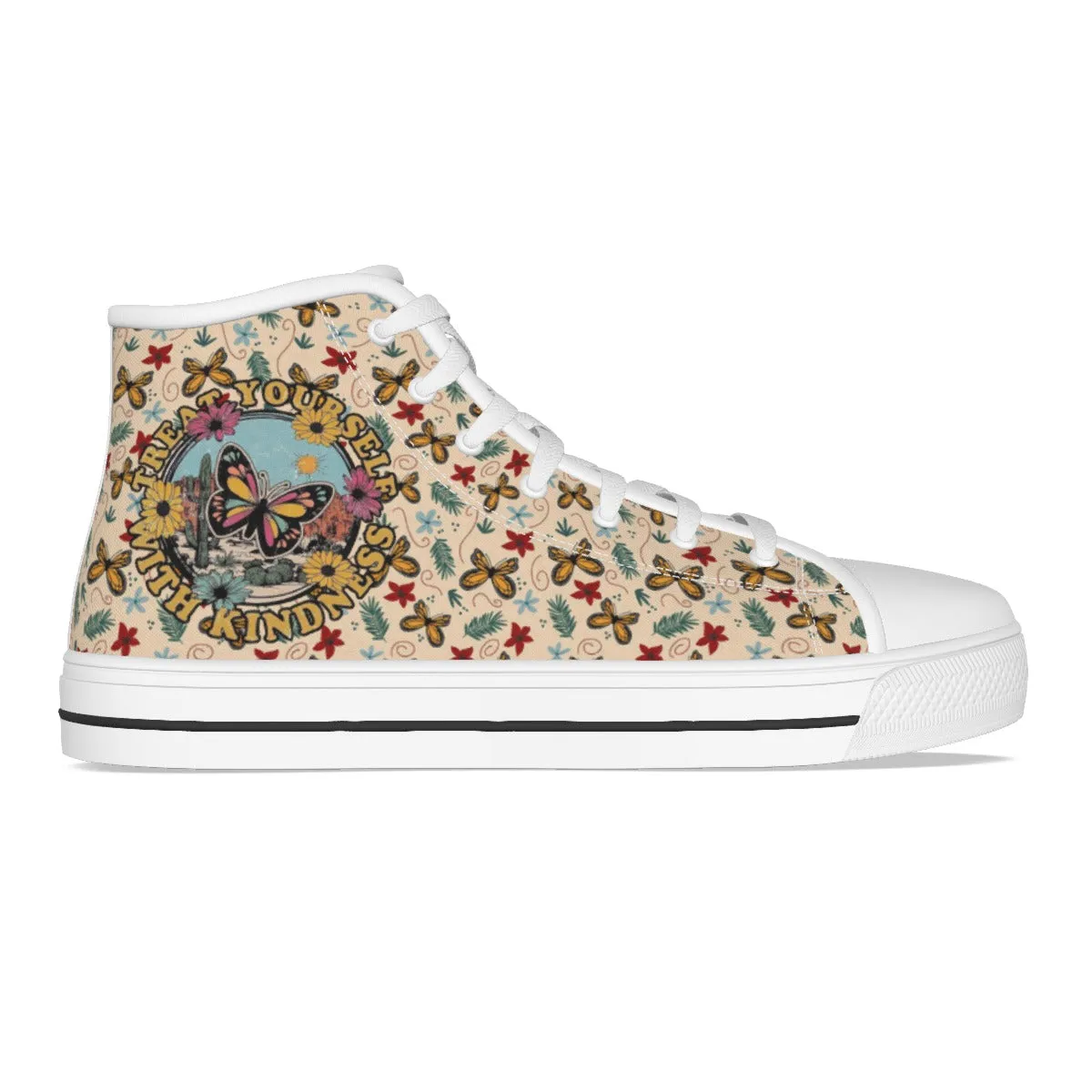 EShoes Personalized Women's Canvas Shoes, Treat Yourself With Kindness, Custom Name Shoes.