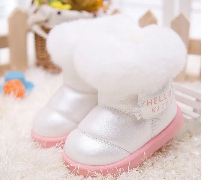 fashion Kids Children's shoes shiny fur warm winter boots snow boost Baby shoes Girls cotton padded Toddler baby's