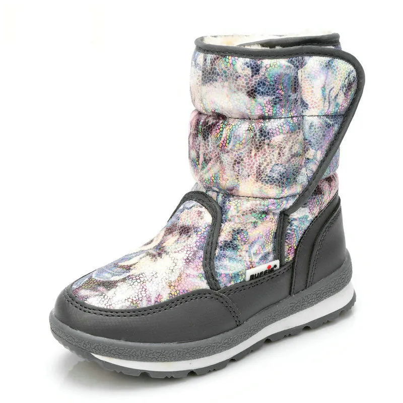 girls boots winter's kids snow boots kids shoes children warm fur waterproof daughter white brand girls fashion shoes