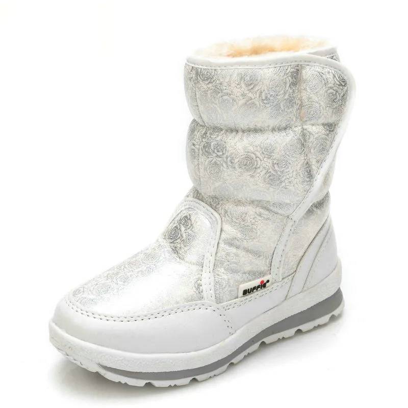 girls boots winter's kids snow boots kids shoes children warm fur waterproof daughter white brand girls fashion shoes