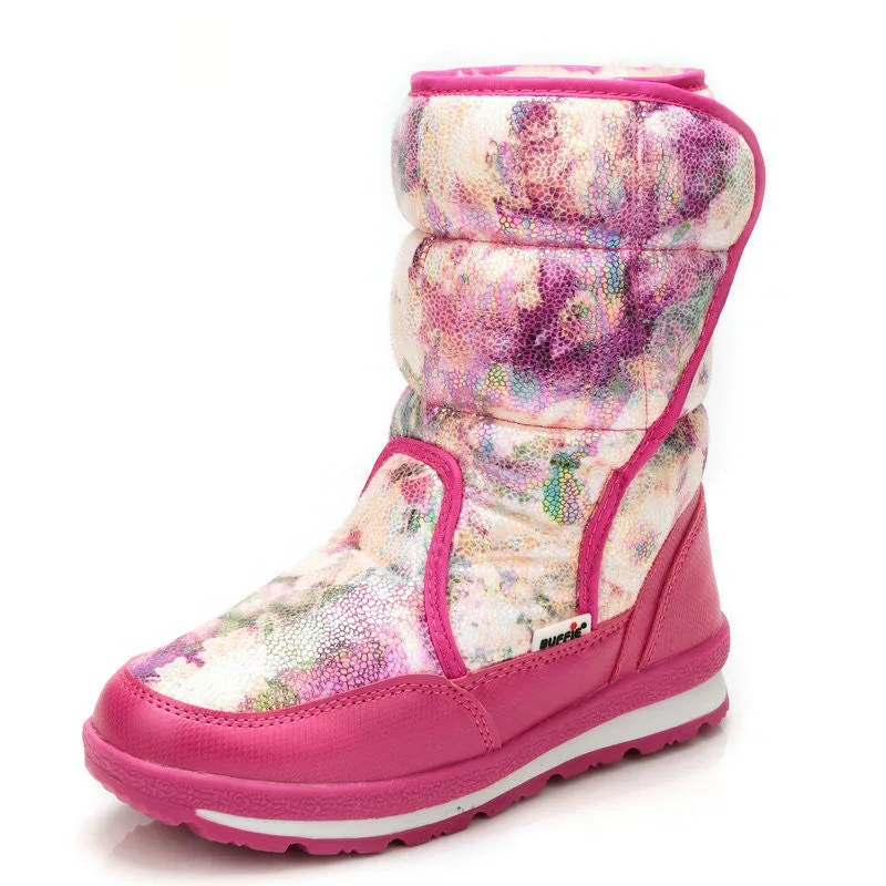 girls boots winter's kids snow boots kids shoes children warm fur waterproof daughter white brand girls fashion shoes