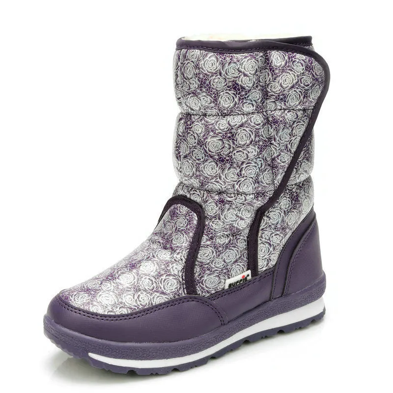 girls boots winter's kids snow boots kids shoes children warm fur waterproof daughter white brand girls fashion shoes