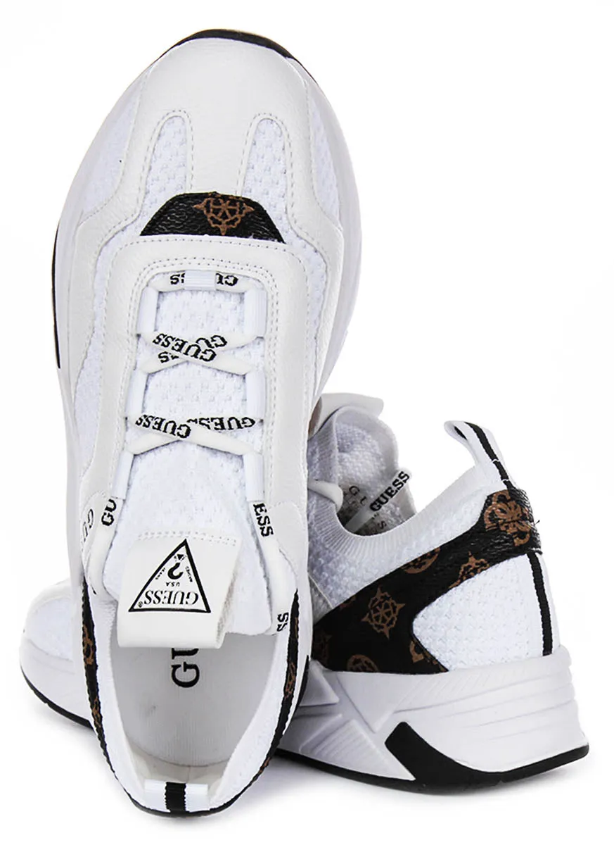 Guess Geniver Sneaker In White Brown For Women