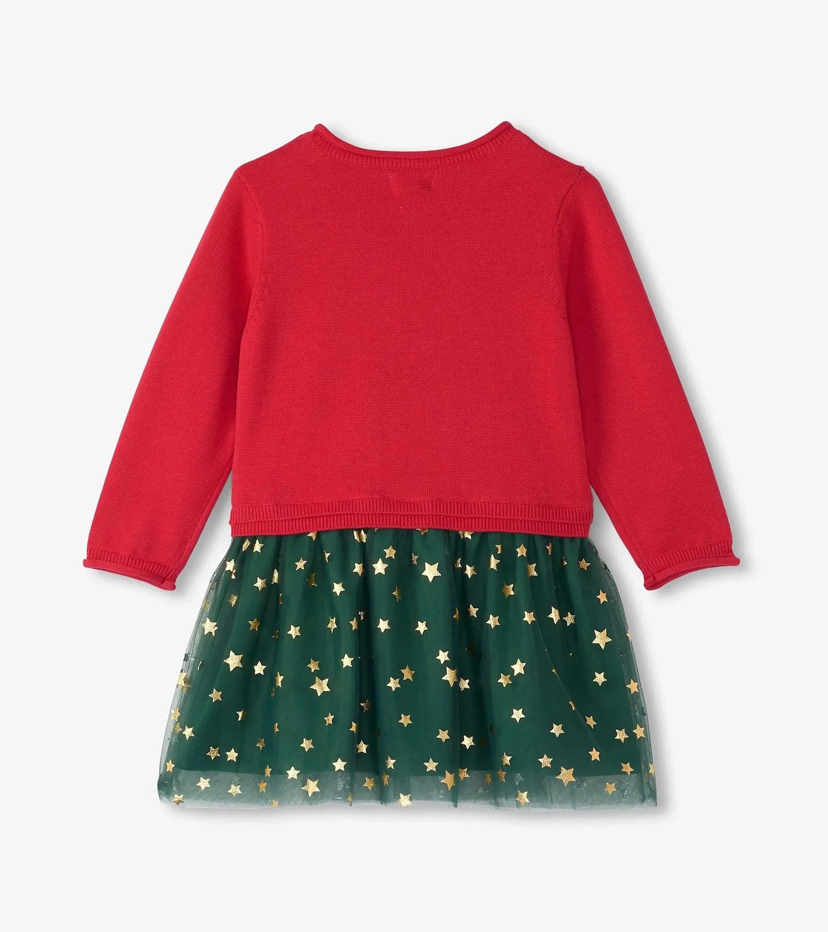 Hatley Holiday Reindeer Drop Waist Sweater Knit Dress
