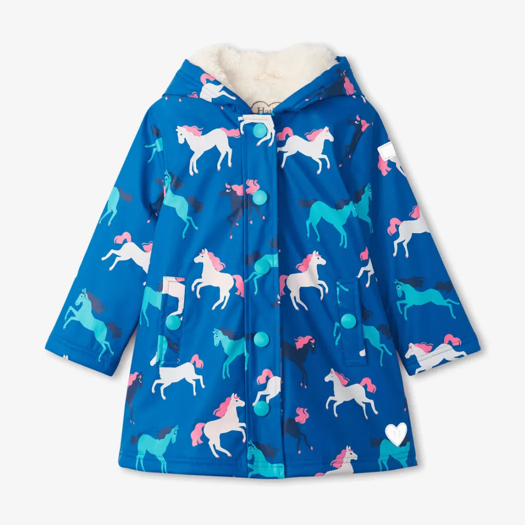 HATLEY Sherpa Lined Splash Rain Jacket | Prancing Horses Size 3