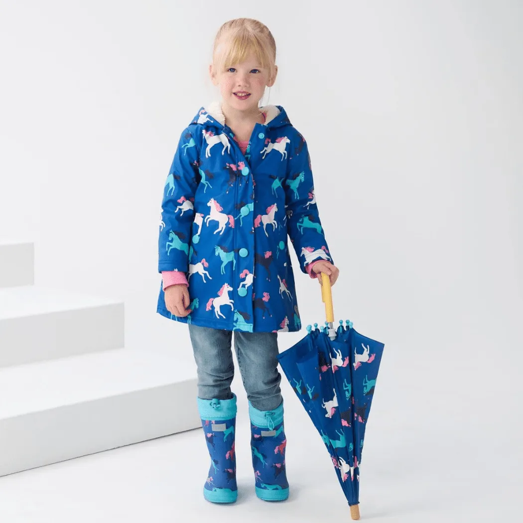 HATLEY Sherpa Lined Splash Rain Jacket | Prancing Horses Size 3
