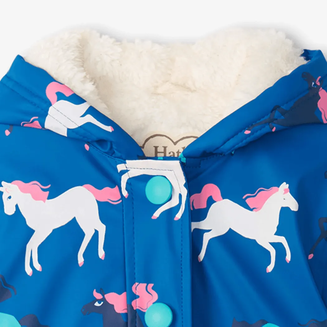 HATLEY Sherpa Lined Splash Rain Jacket | Prancing Horses Size 3