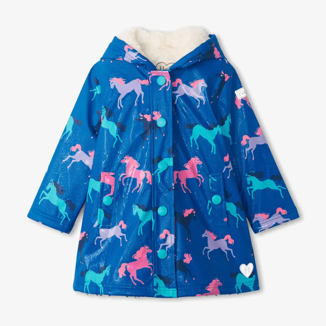 HATLEY Sherpa Lined Splash Rain Jacket | Prancing Horses Size 3