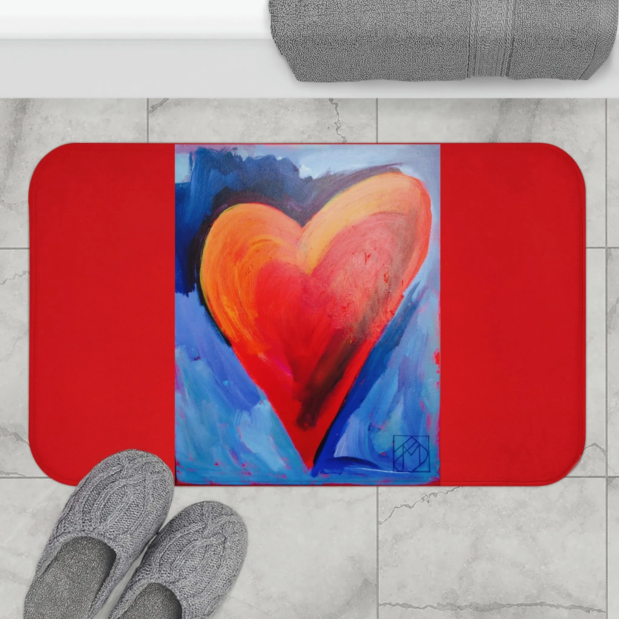 Hearts on Fire Red Bath Mat
