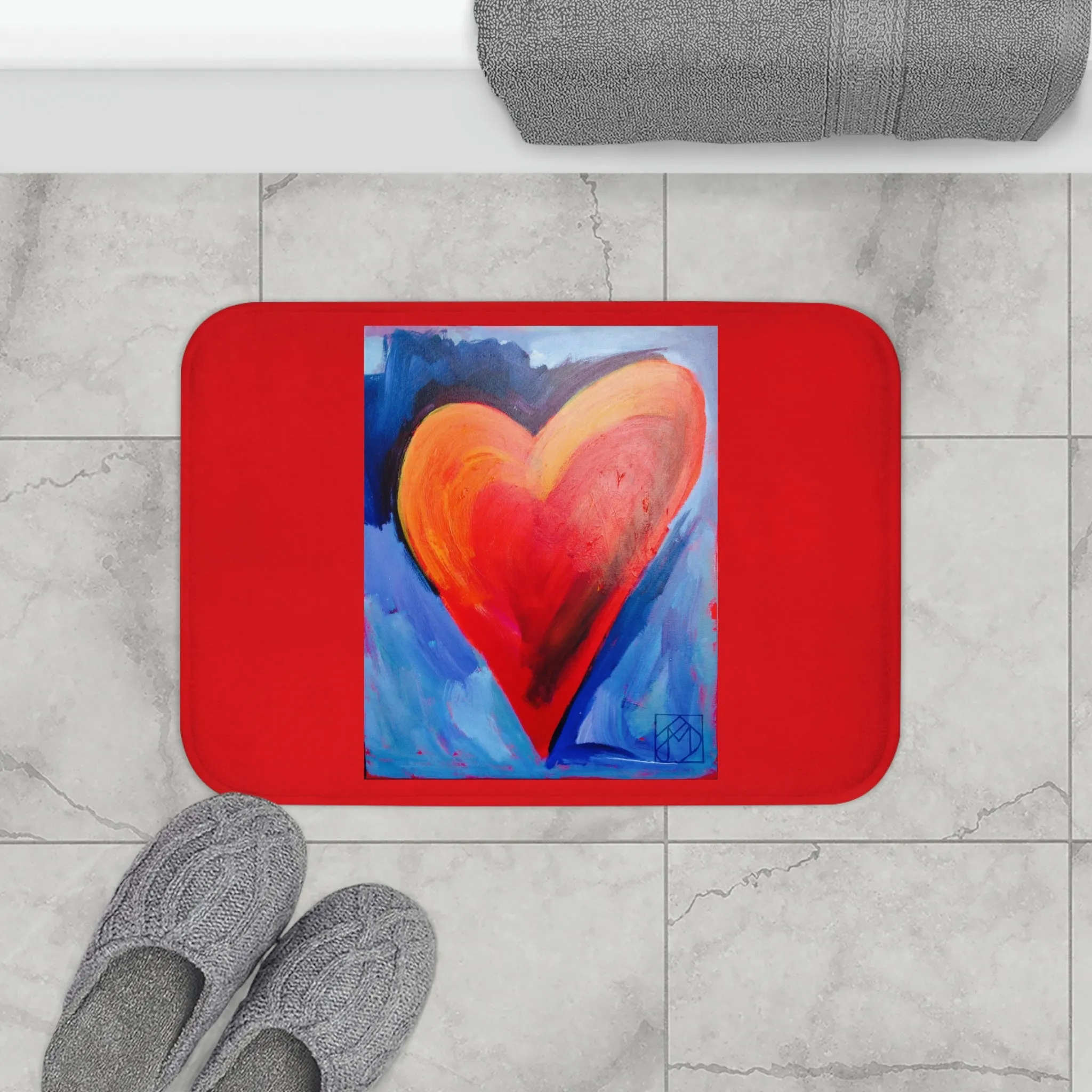 Hearts on Fire Red Bath Mat