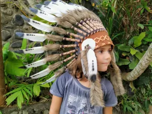 K12 From 5-8 years Kid / Child's: white and black swan feather Headdress 21 inch. – 53,34 cm.