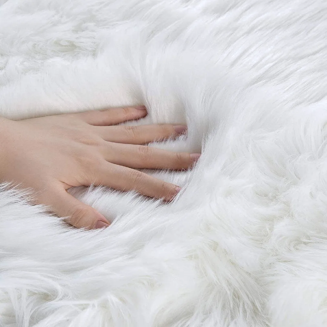 Kayzlynn Shag Faux Sheepskin White Rug Everly Quinn Rug Size: Rectangle 5' x 8'