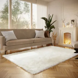 Kayzlynn Shag Faux Sheepskin White Rug Everly Quinn Rug Size: Rectangle 5' x 8'