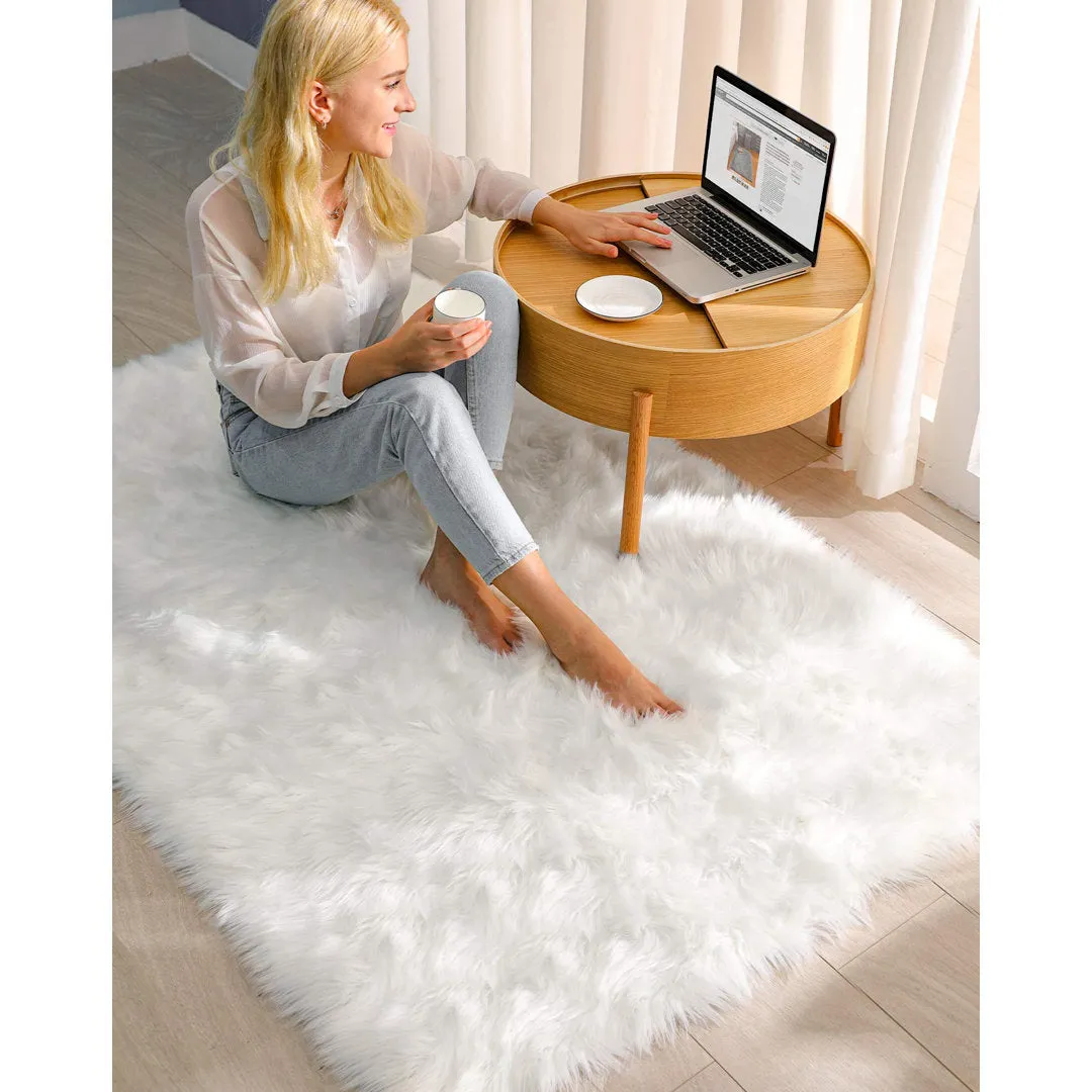 Kayzlynn Shag Faux Sheepskin White Rug Everly Quinn Rug Size: Rectangle 5' x 8'
