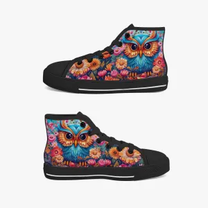 Kids' High-Top Canvas Shoes – Cartoon 3D Owl Flower Design kids canvas sneaker