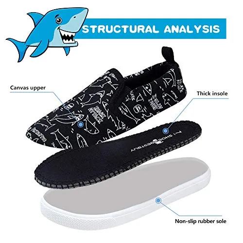 KIZWANT Toddler Boys Slip-On Canvas Sneakers, Black/Shark, Size 13 M US Little Kid