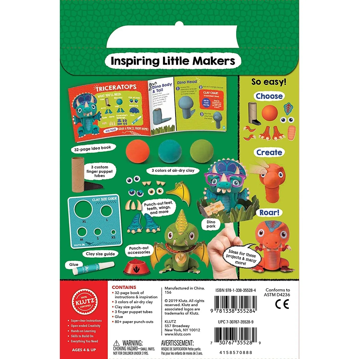 Klutz My Dino Finger Puppets Jr. Craft Kit - Makes 3 Puppets
