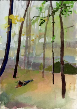 Lonely Forest — Original Watercolor/Guache Painting by Nancy Tobin - Landscape