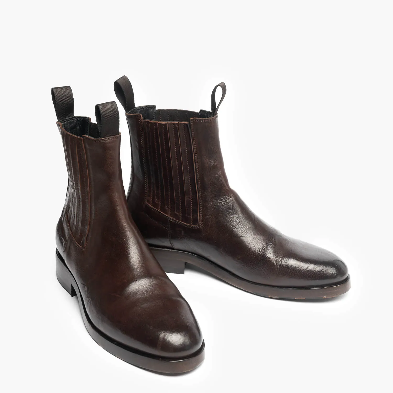 Maria | Women's Chelsea biker boots in dark brown leather,