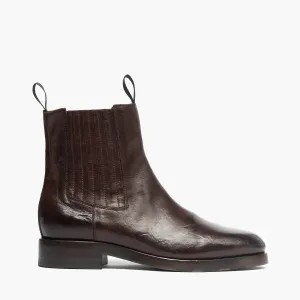 Maria | Women's Chelsea biker boots in dark brown leather,