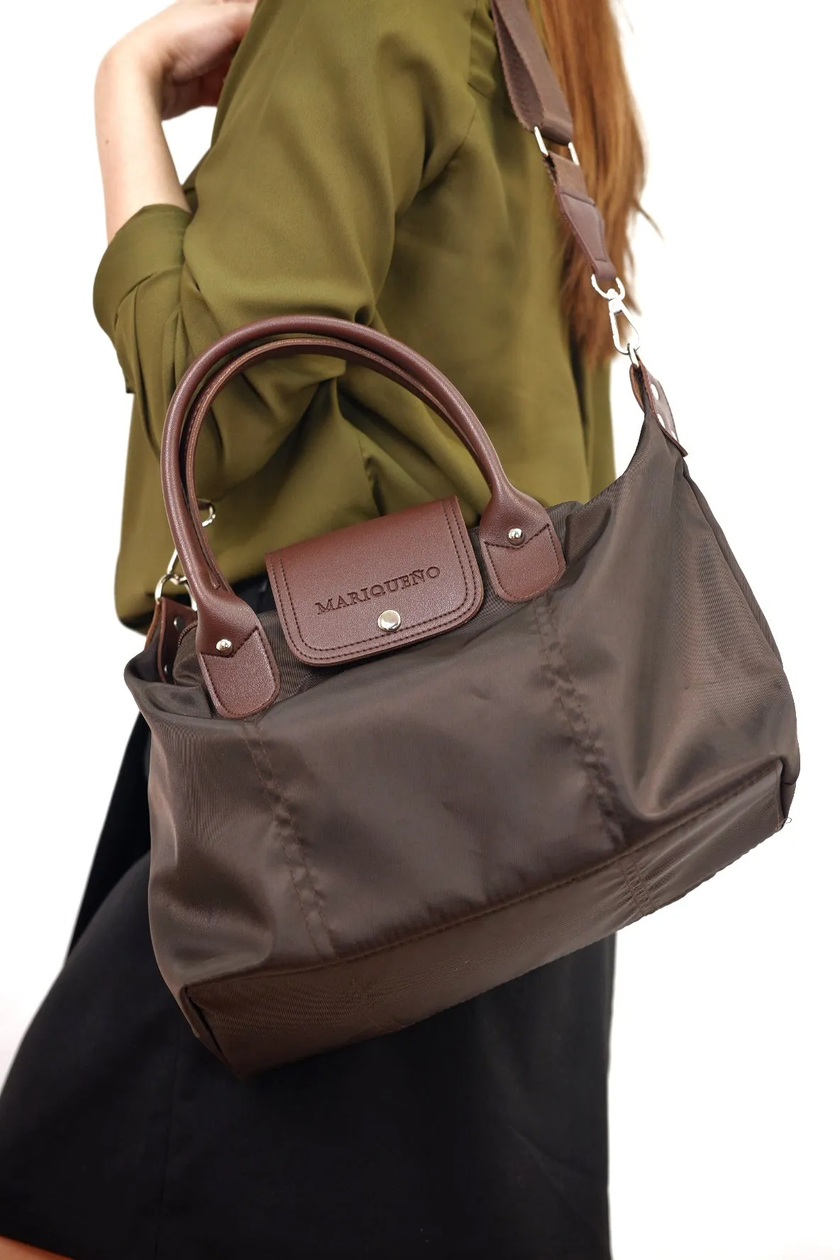 MARTHA Nylon Canvas Tote Bag in Choco Brown