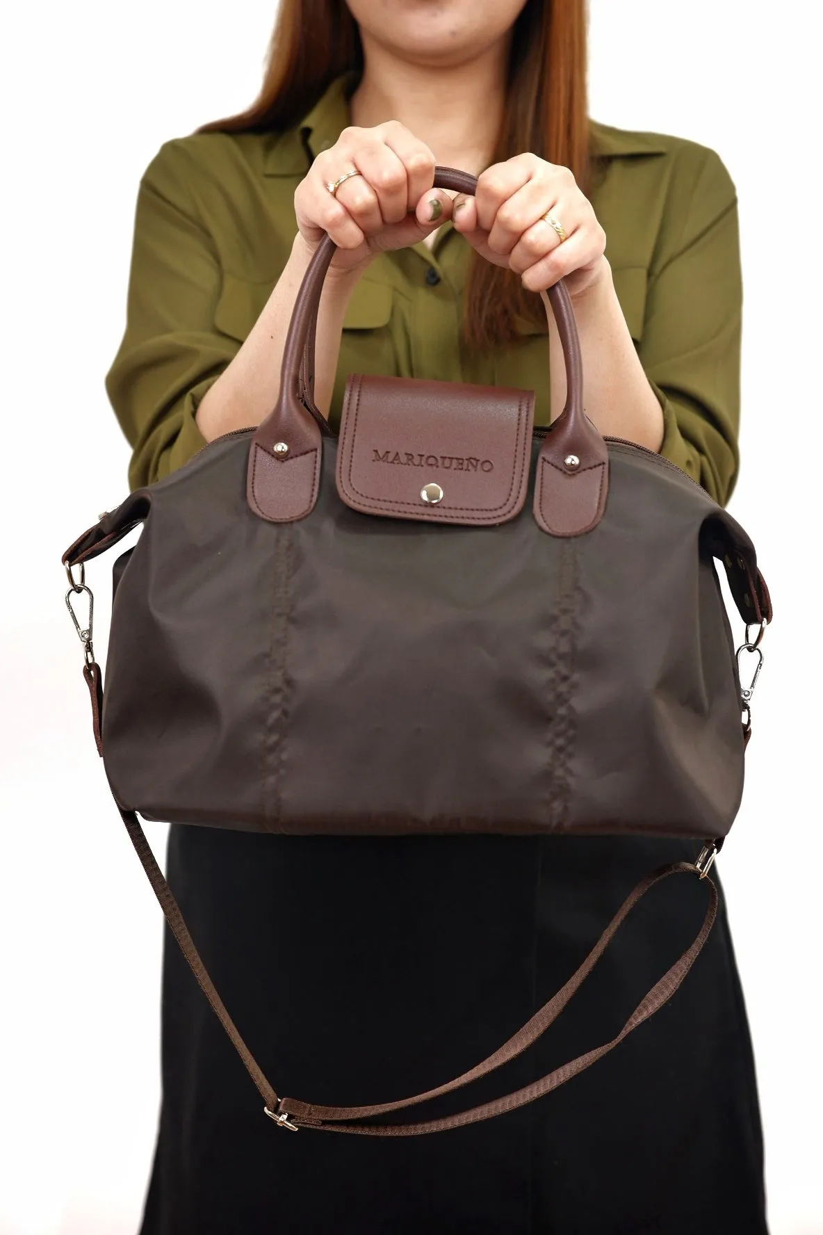 MARTHA Nylon Canvas Tote Bag in Choco Brown