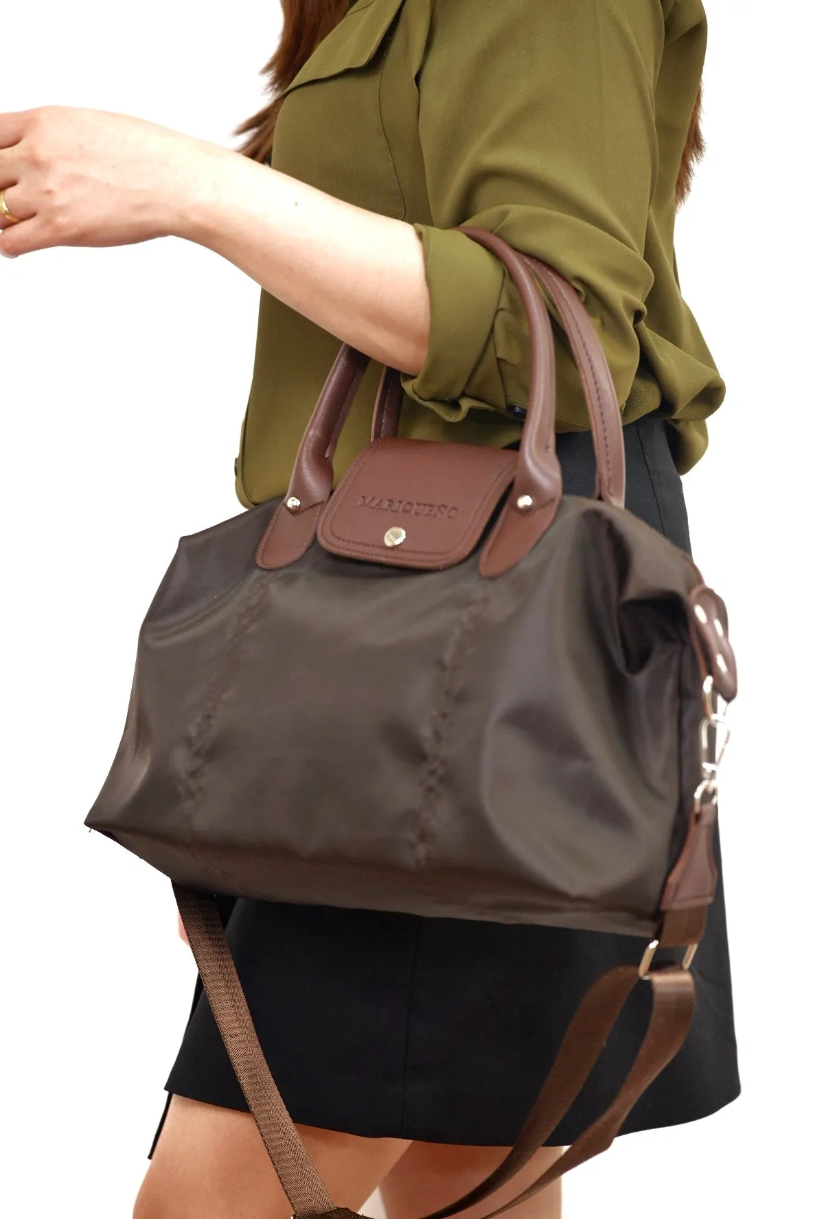 MARTHA Nylon Canvas Tote Bag in Choco Brown