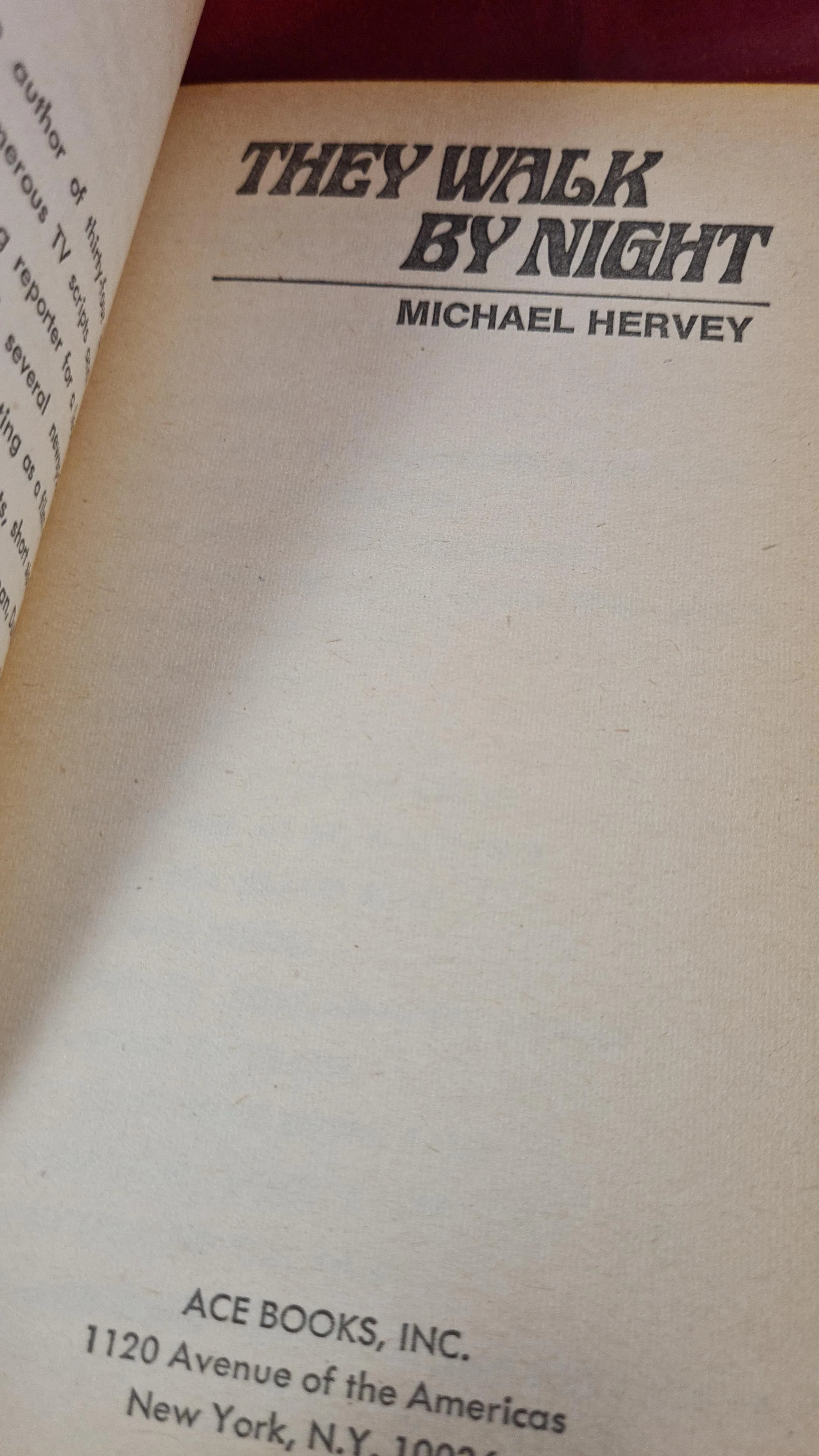 Michael Hervey - They Walk by Night, Ace Books, 1968, Paperbacks