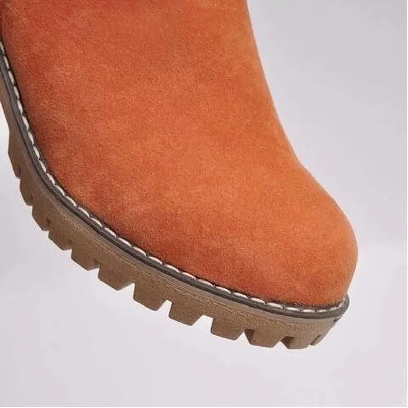 Mid-Tube Plus Velvet Warm Cotton Boots Thick Heel 5cm