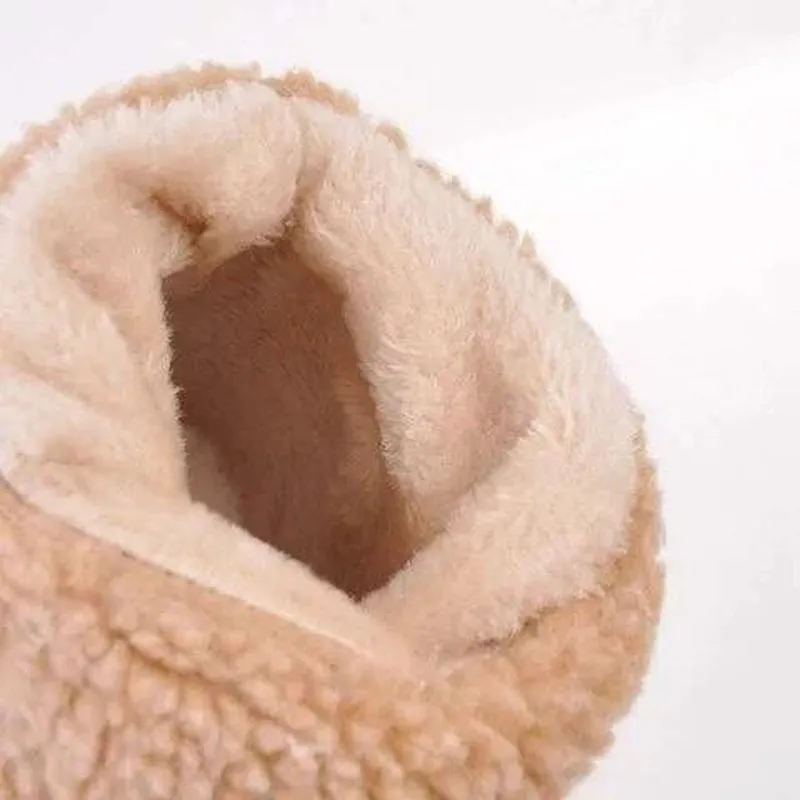 Mid-Tube Plus Velvet Warm Cotton Boots Thick Heel 5cm