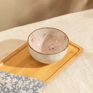 Modern SweetHome Japanese Rice Bowl - Snow Sakura Design, 5.1 Inch