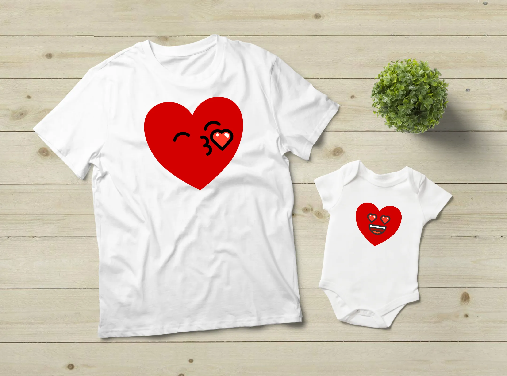 Mommy and Me Outfits Funny Heart Emoji Valentine