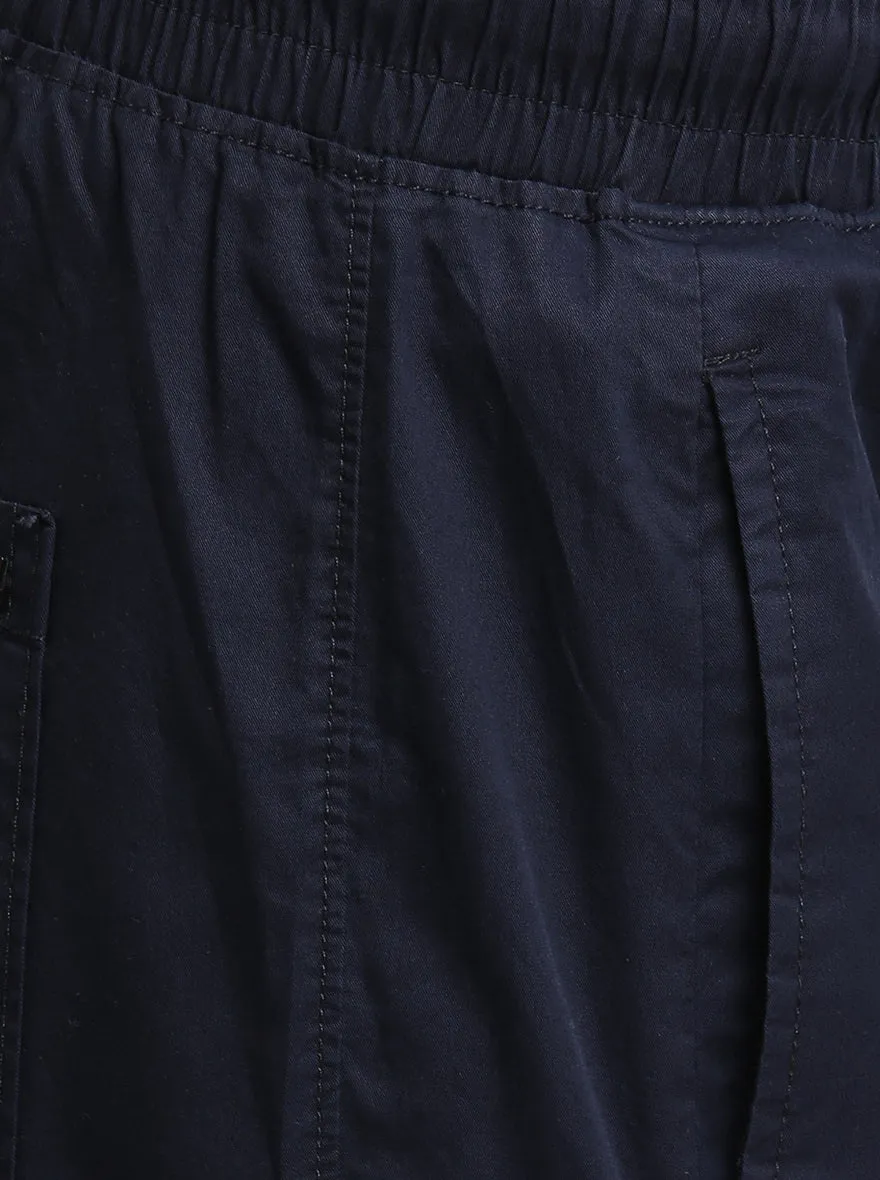 Navy Blue Solid Regular Fit Track Pants | JadeBlue