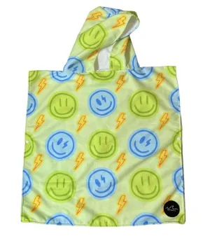 Neon Green Smiley Hooded Towel/ Poncho