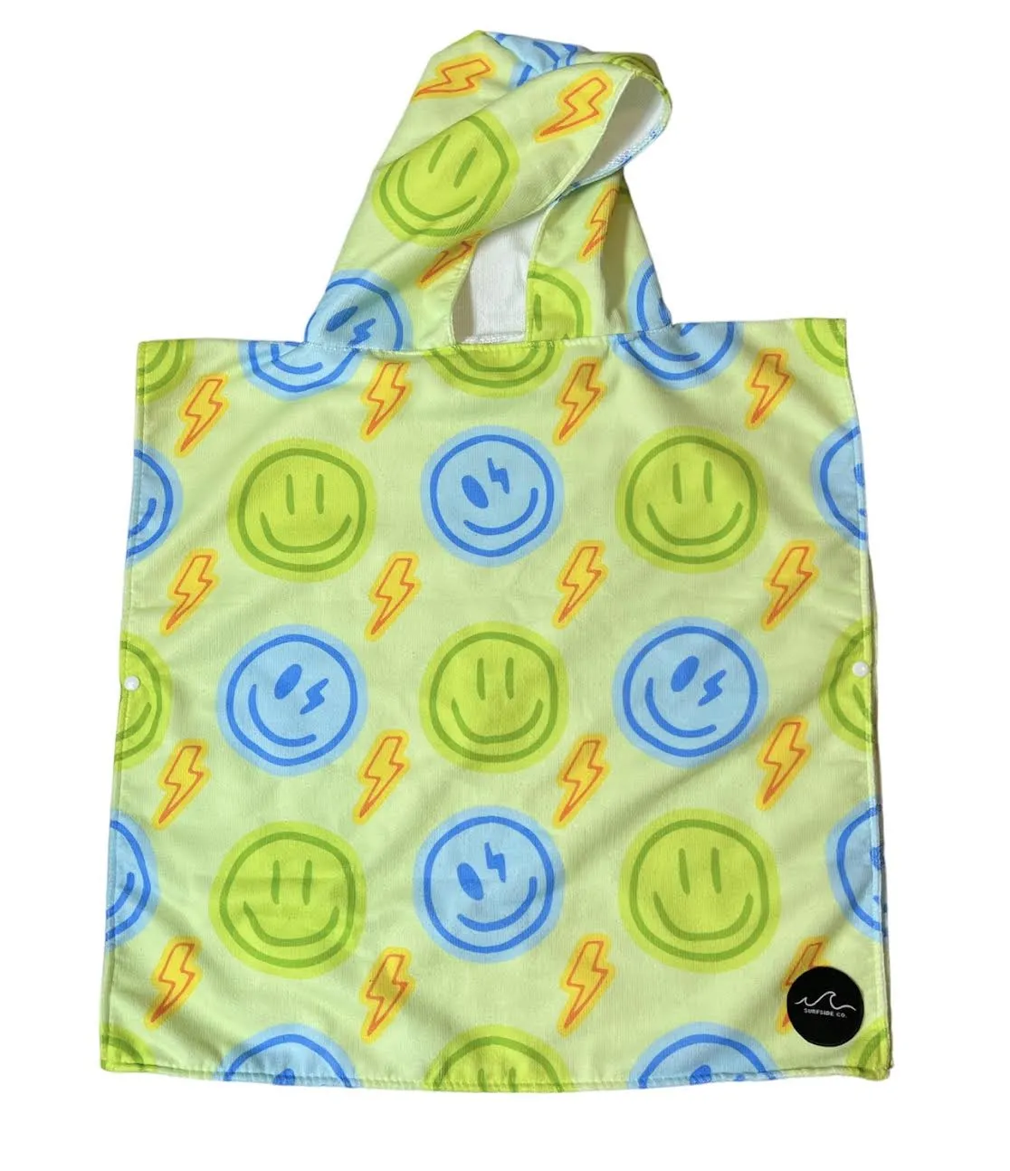 Neon Green Smiley Hooded Towel/ Poncho