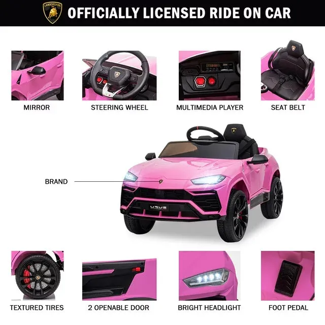 New Assembled, was store display, Uhomepro Lamborghini 12 V Powered Ride on Cars, Remote Control, Battery Powered, Pink
