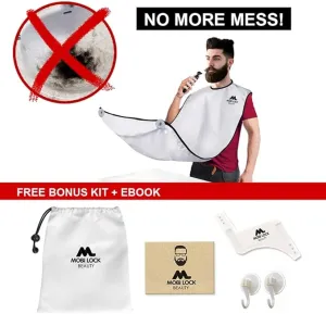 NEW Best Beard Shaving Bib The Smart Way to Shave Beard Trimming Apron - Perfect Grooming Gift or Mens Birthday Gift, Includes Shaping Comb, Bag, and Grooming E-Book by Mobi Lock