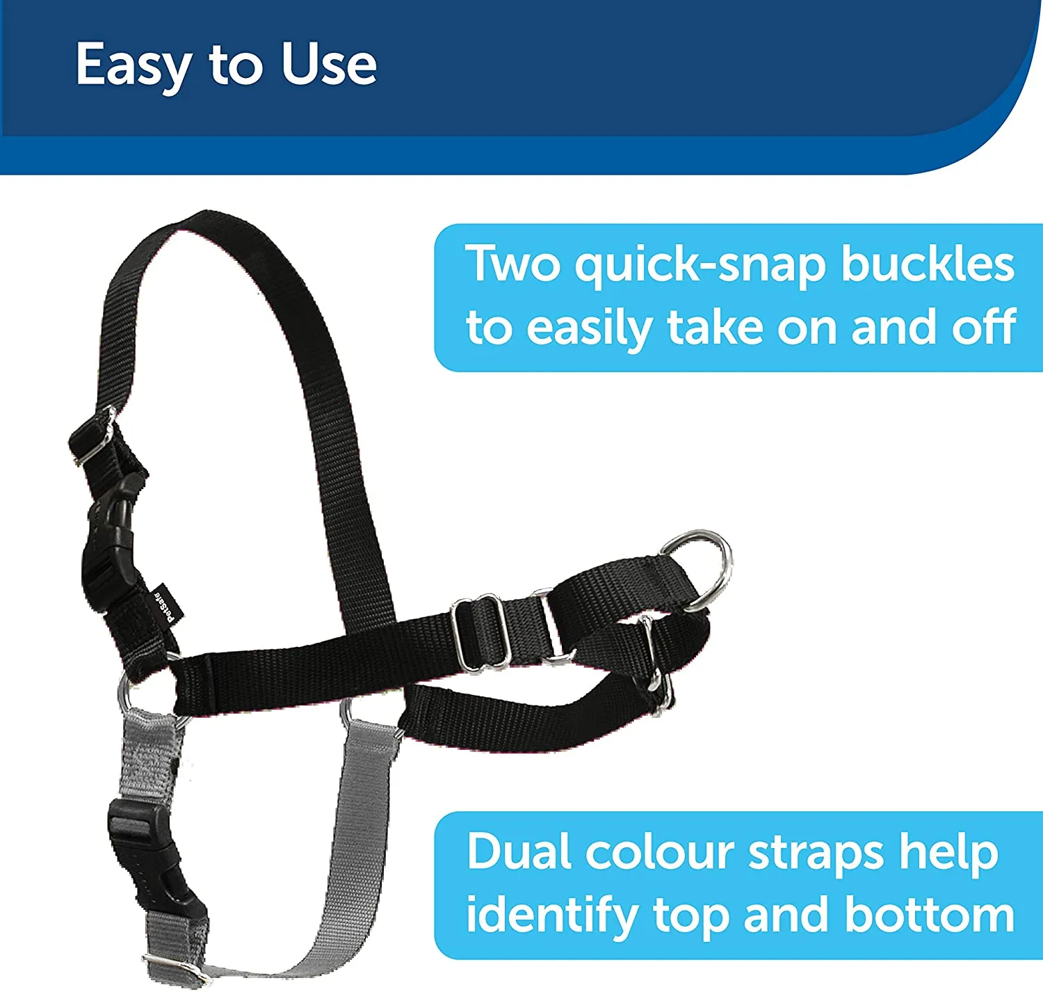 New PetSafe Easy Walk Harness, No Pull Harness for Dogs, Adjustable Harness with Included Matching Lead, Sz M! Black & Tan!