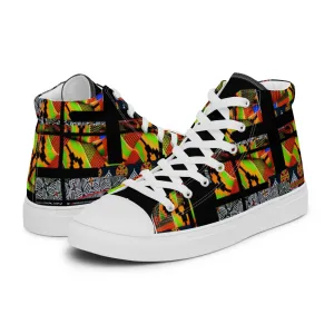 Origen Destination |On-Arrival Point of Origen African Symbol-inspired Women’s high top canvas shoes